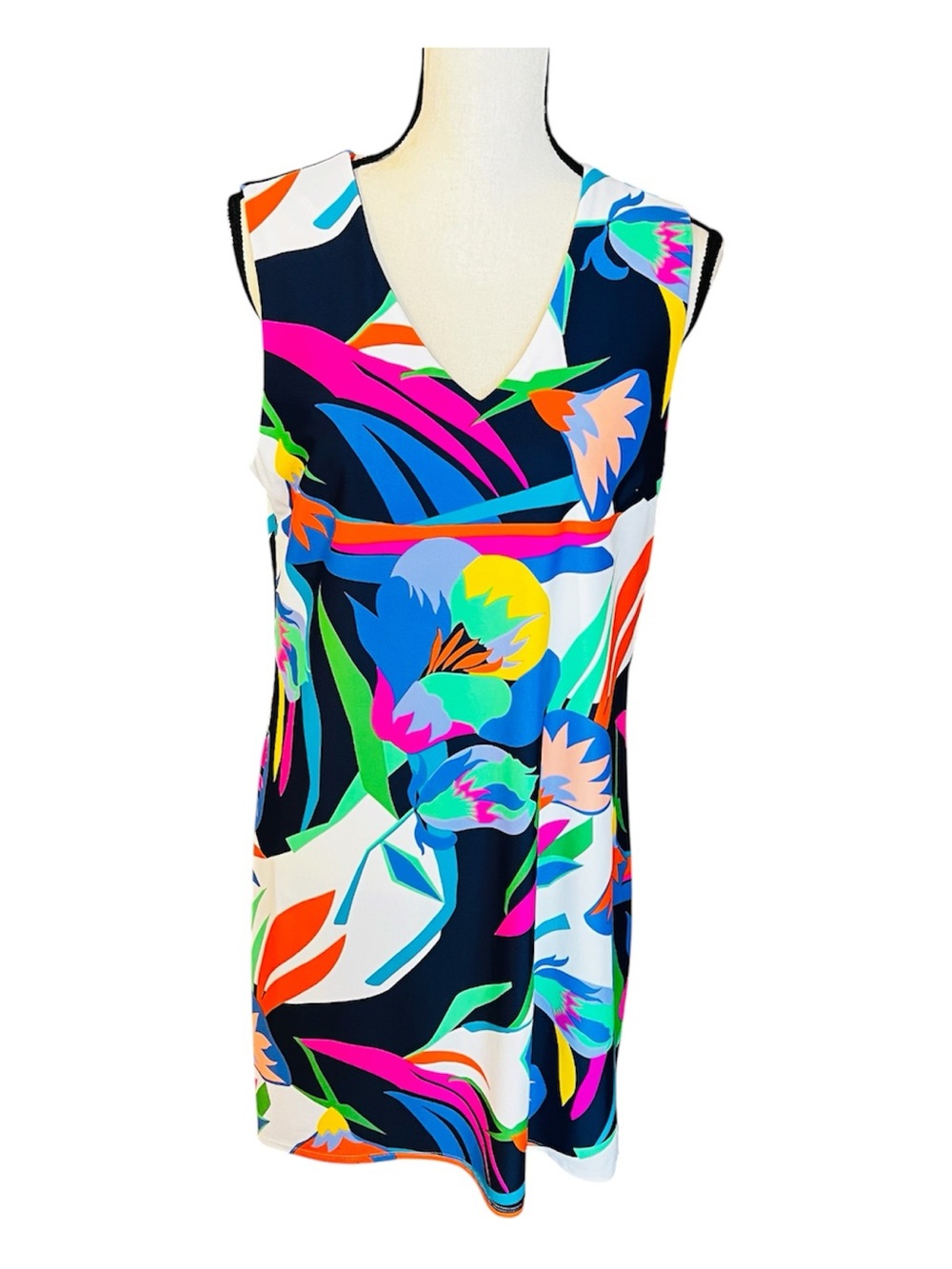 Jude Connally Nouveau Floral V-Neck Sleeveless Beth Dress L